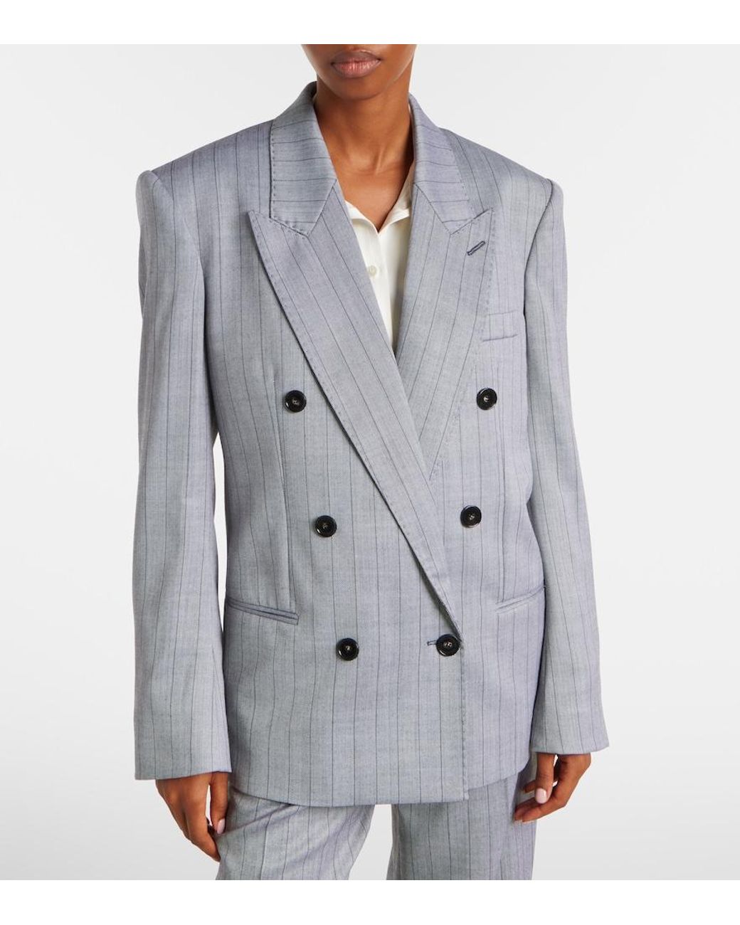 Stella McCartney Gray Double-Breasted Wool Blazer