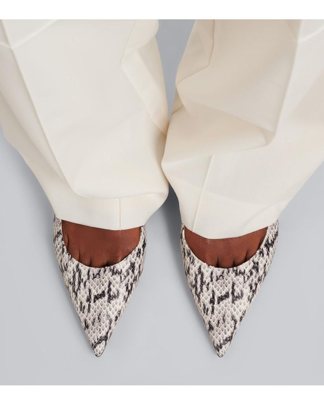 Jimmy Choo White Amelia Snake-Effect Leather Pumps