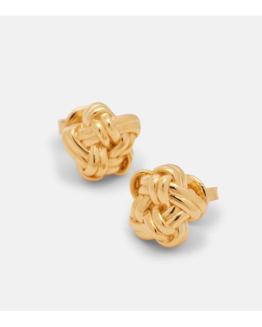 Bottega Veneta White Knot 18Kt-Plated Sterling Earrings