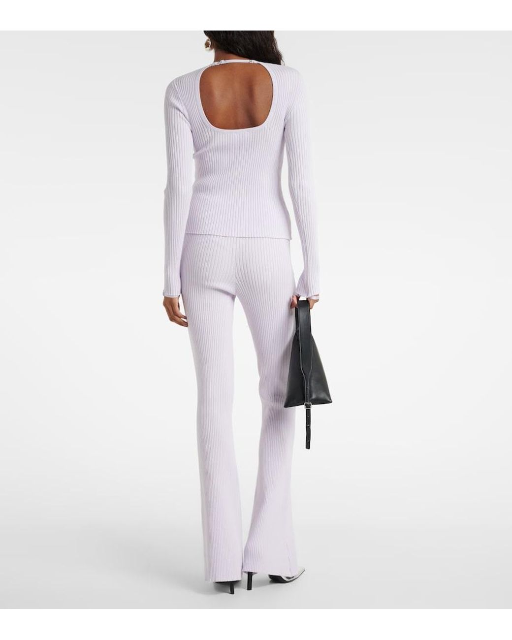 Courreges White Logo Cutout Ribbed-Knit Top