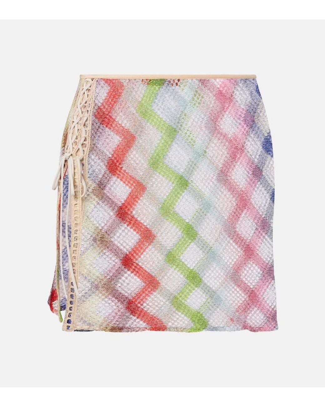 Minifalda De Croche En Zigzag Missoni de color Pink