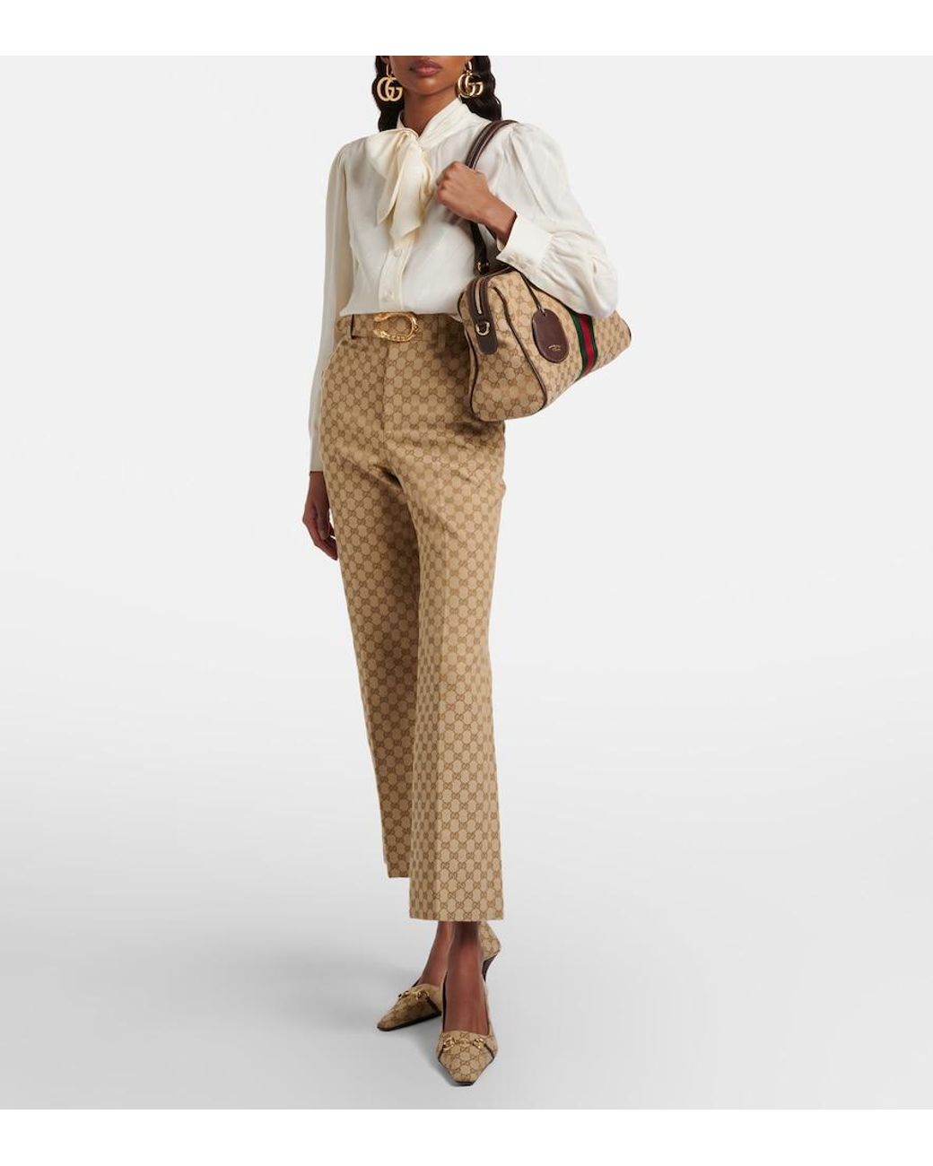 Gucci Brown Borsetto Gg Canvas Large Duffel Bag