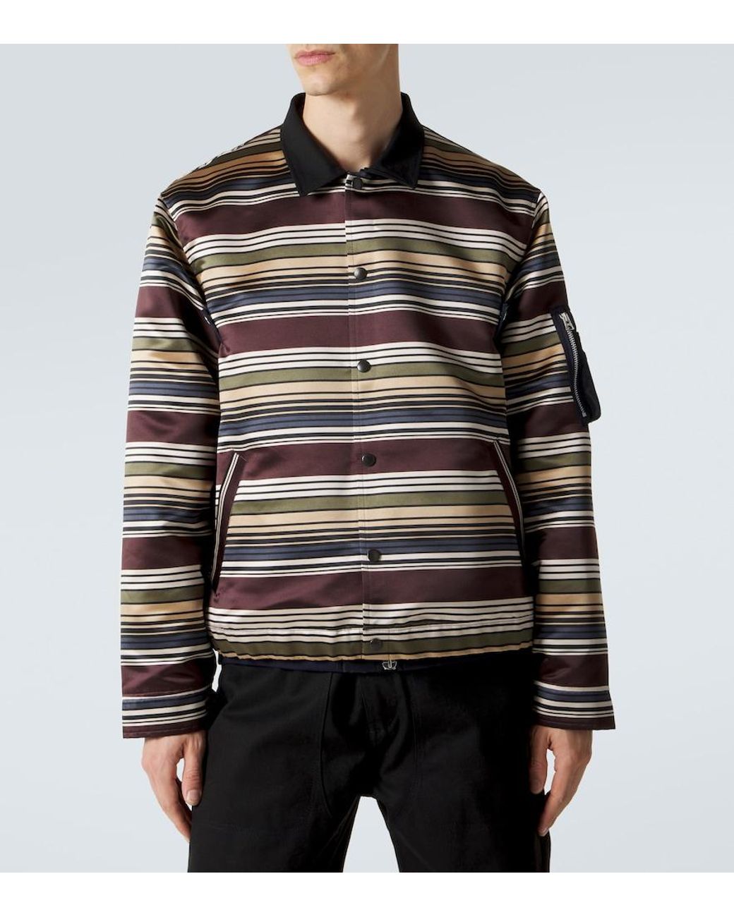Sacai Black Striped Blouson Jacket for men