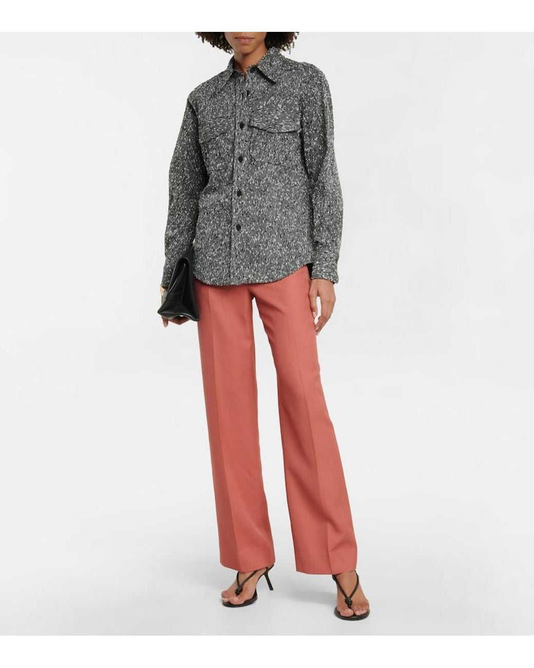 Victoria Beckham Gray Boucle Utility Shirt