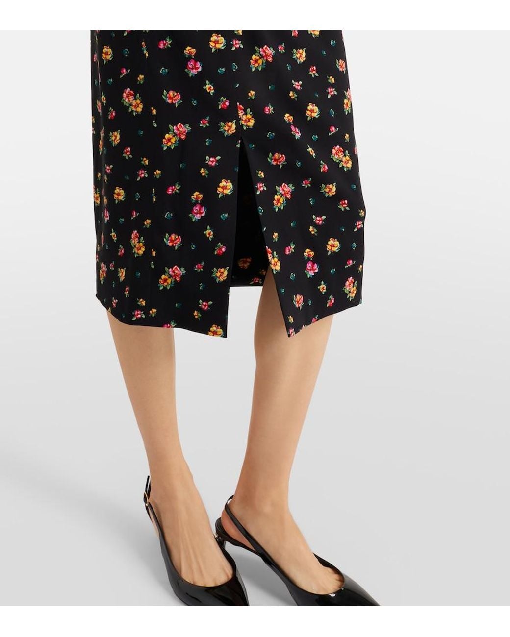 Dolce & Gabbana Black Floral Silk-Blend Midi Dress