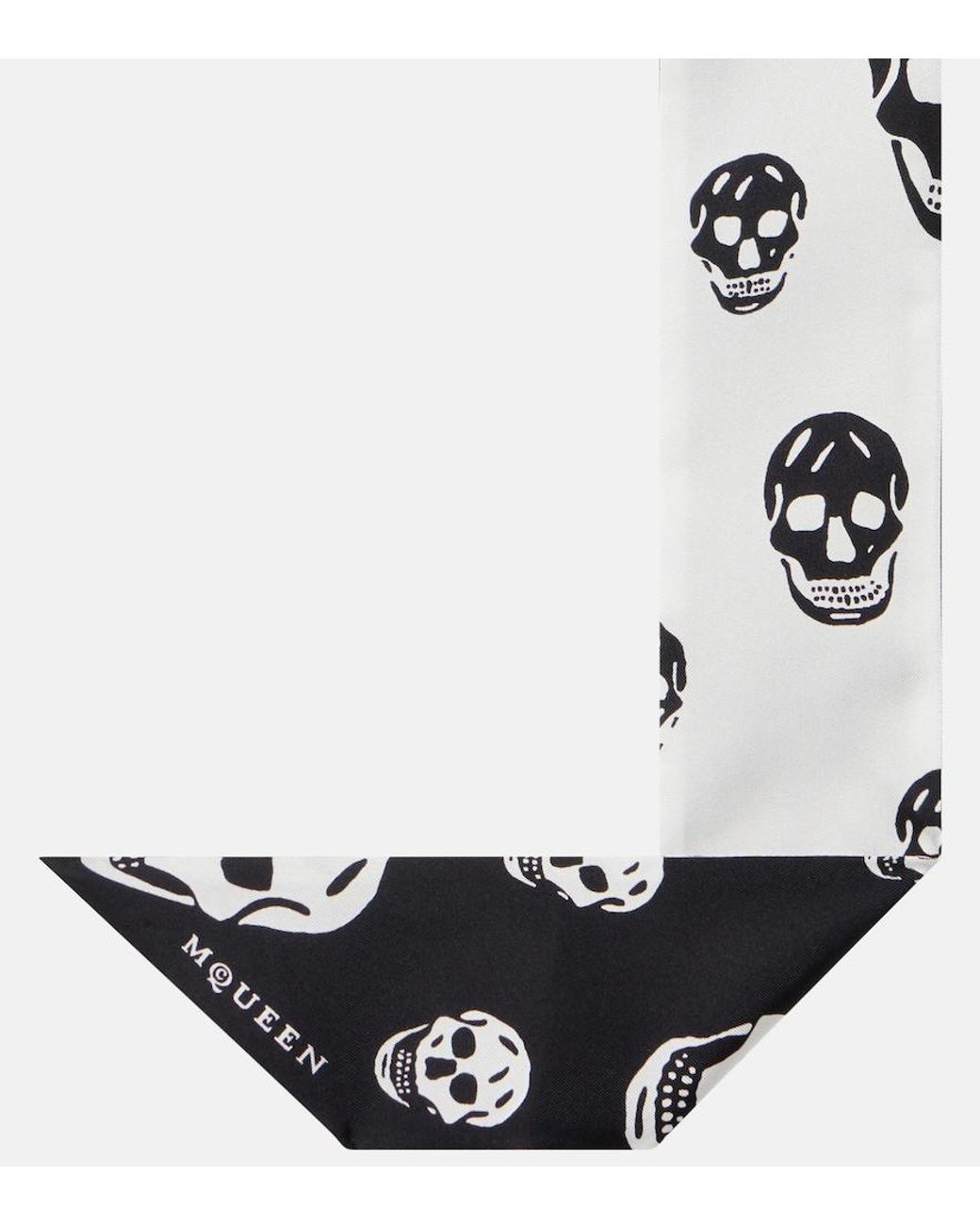 McQueen White Skull Silk Scarf