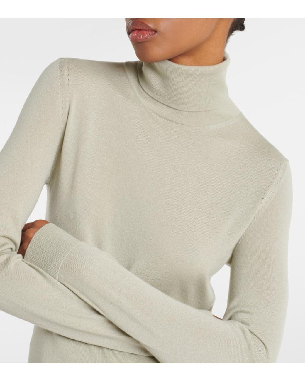Loro Piana Green Cashmere Turtleneck Sweater