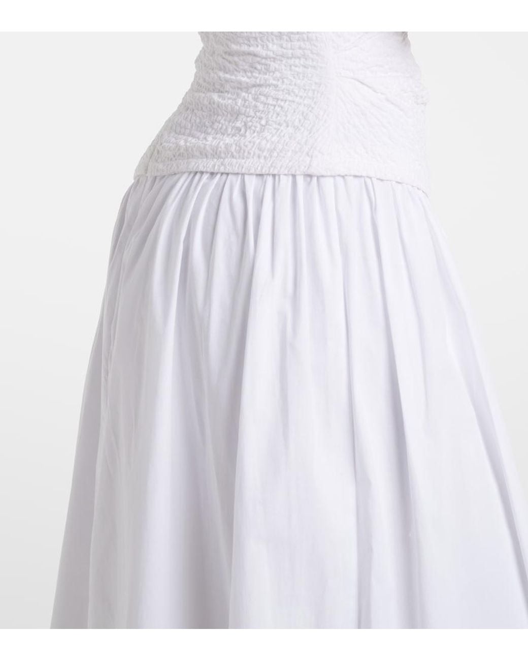 Staud White Nia Cotton Midi Dress