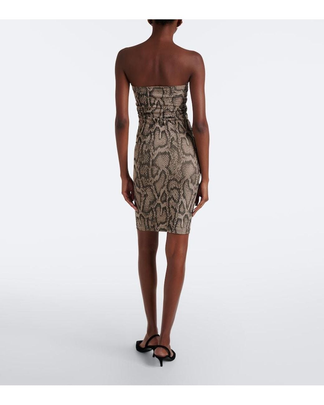 Wolford Brown Snake-Print Jacquard Minidress