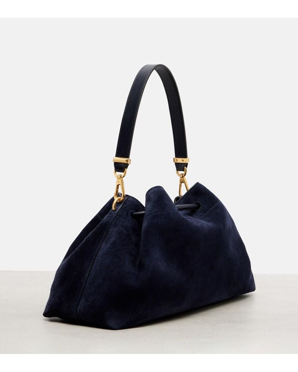 Jimmy Choo Blue Cinch Suede Bucket Bag