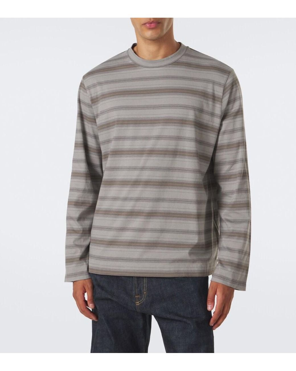 Our Legacy Gray Box Striped Cotton Jersey T-Shirt for men