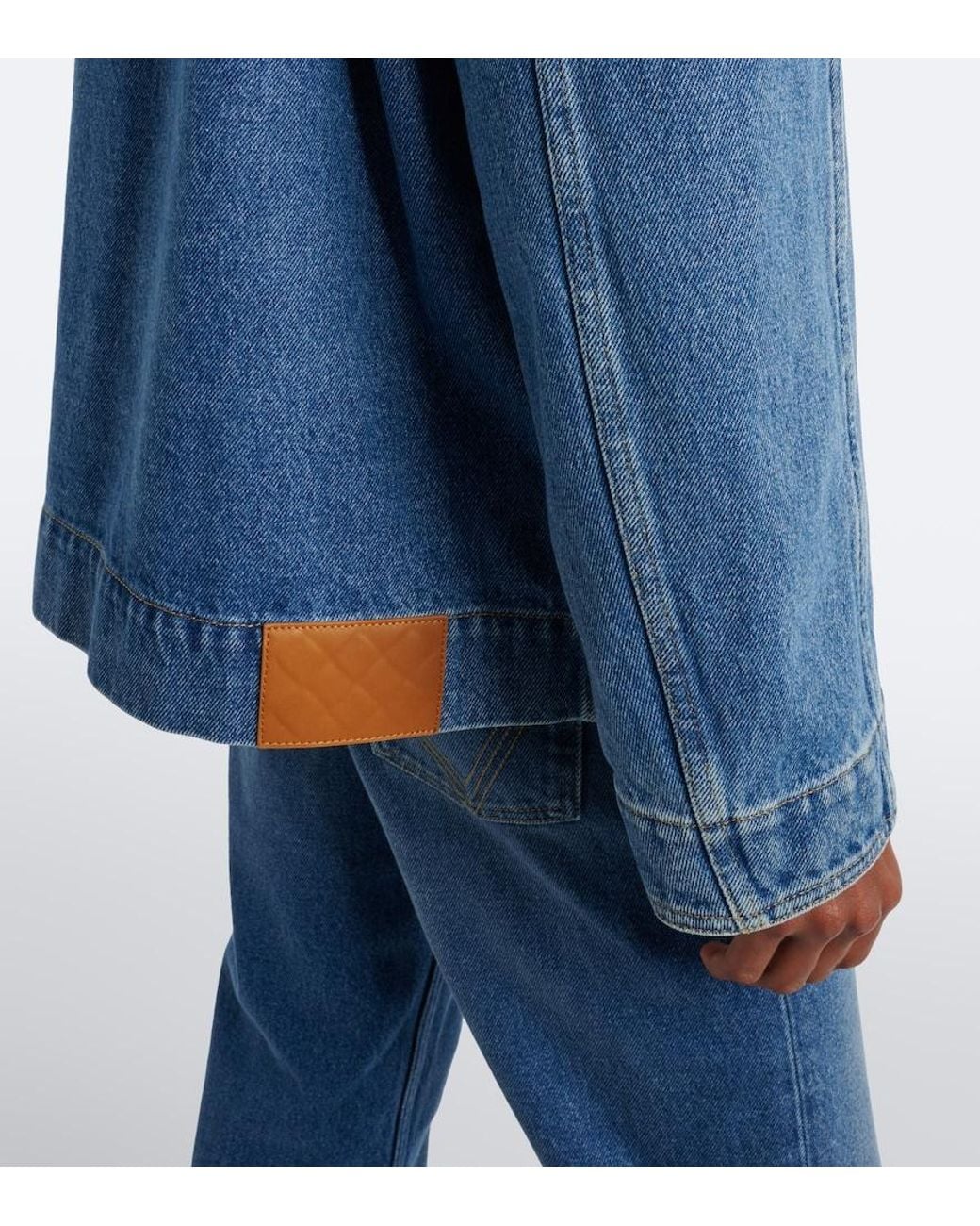 Bottega Veneta Blue Intrecciato Oversized Denim Jacket