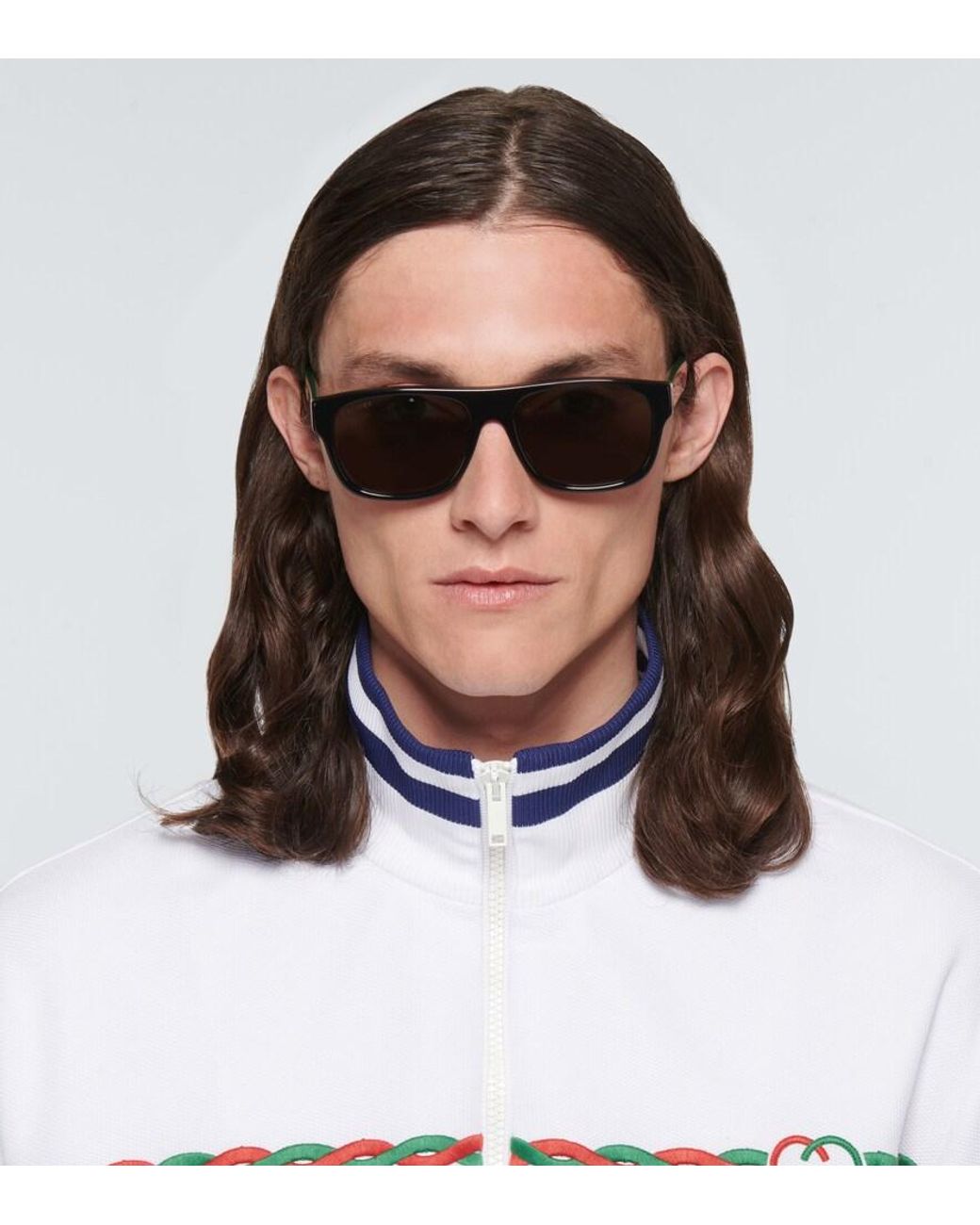 Gucci Blue Rectangle-frame Sunglasses for men