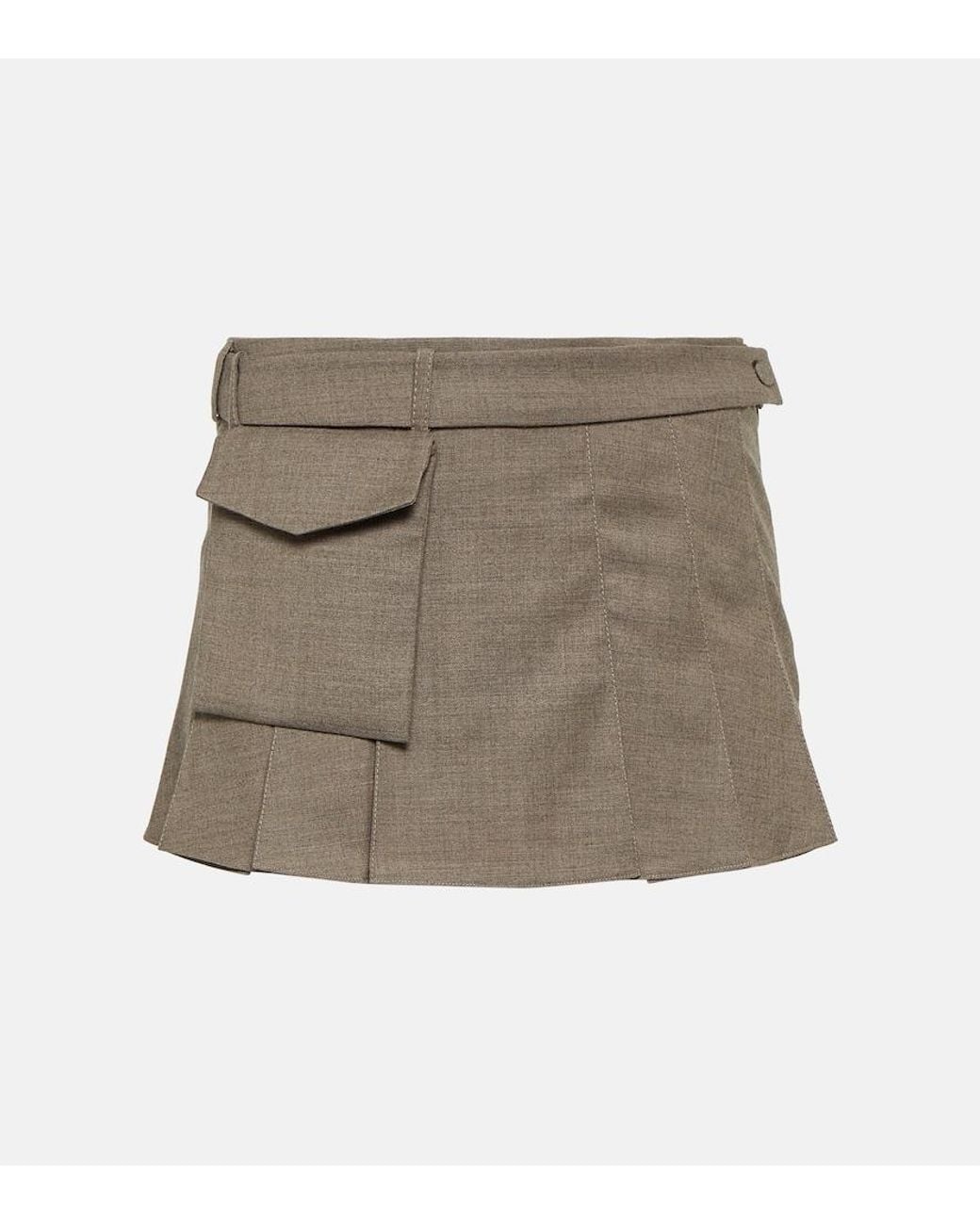 AYA MUSE Natural Mia Pleated Wool Mini Skirt