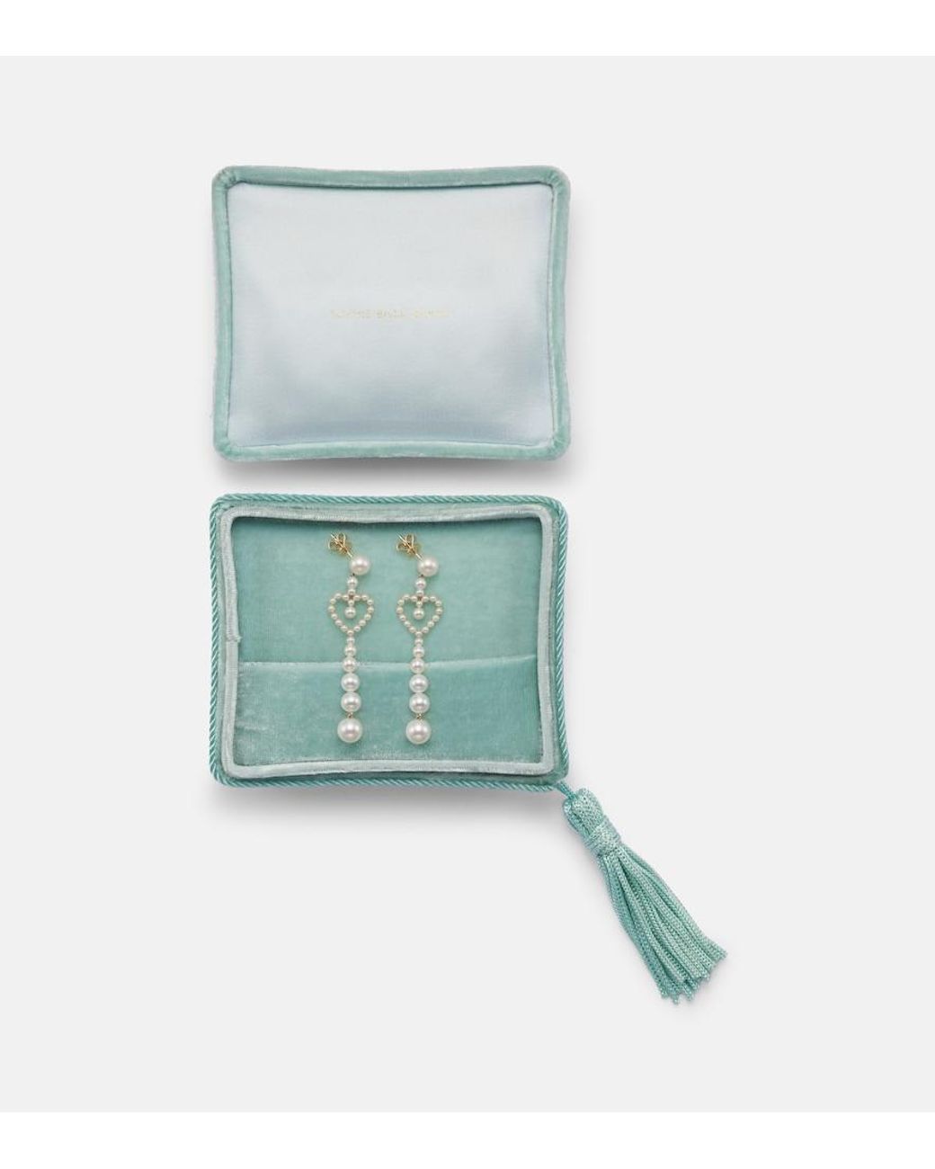 Sophie Bille Brahe White Pearl Heart 14Kt Drop Earrings With Freshwater Pearls