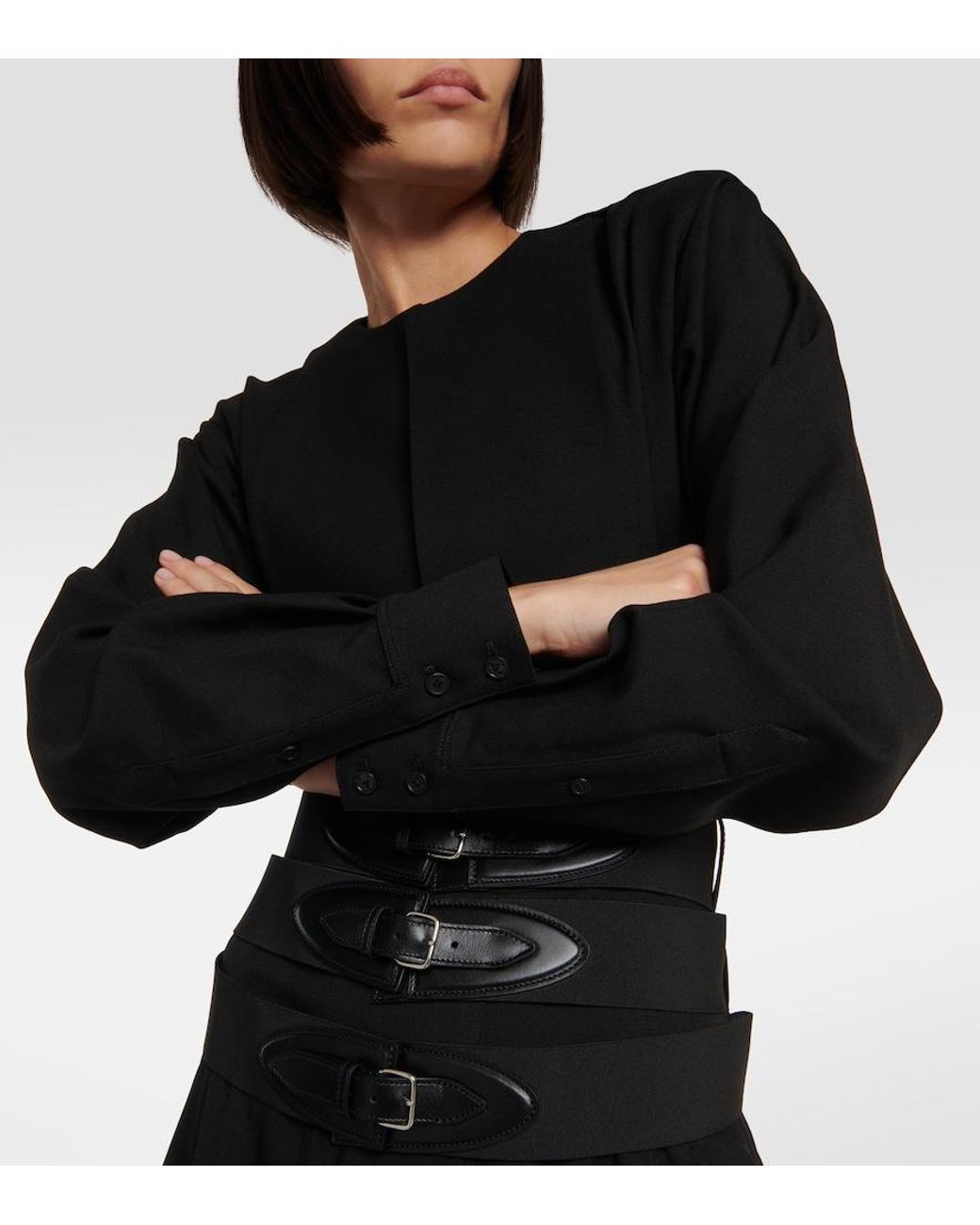 Alaïa Black Belted Wool Minidress