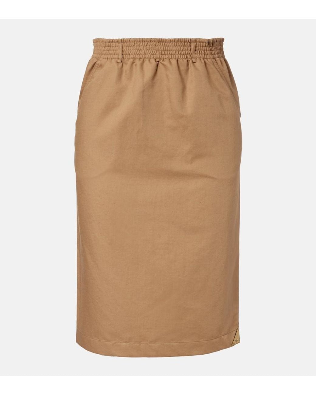 Chloé Natural Cotton And Linen Gabardine Pencil Skirt