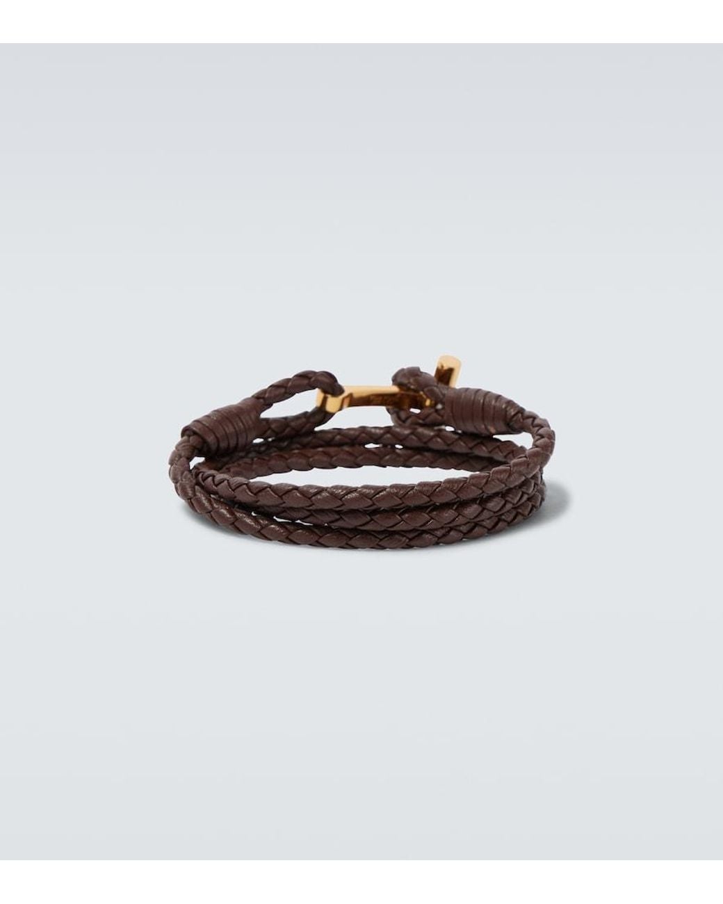 Tom Ford White T Braided Leather Bracelet for men