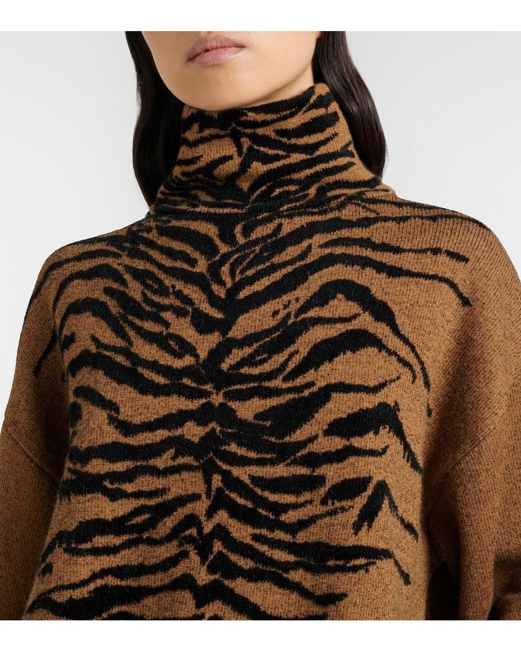 Alaïa Brown Jacquard Turtleneck Sweater