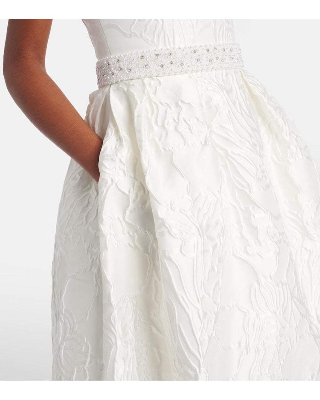 Rebecca Vallance White Bridal Winslet Jacquard Midi Dress