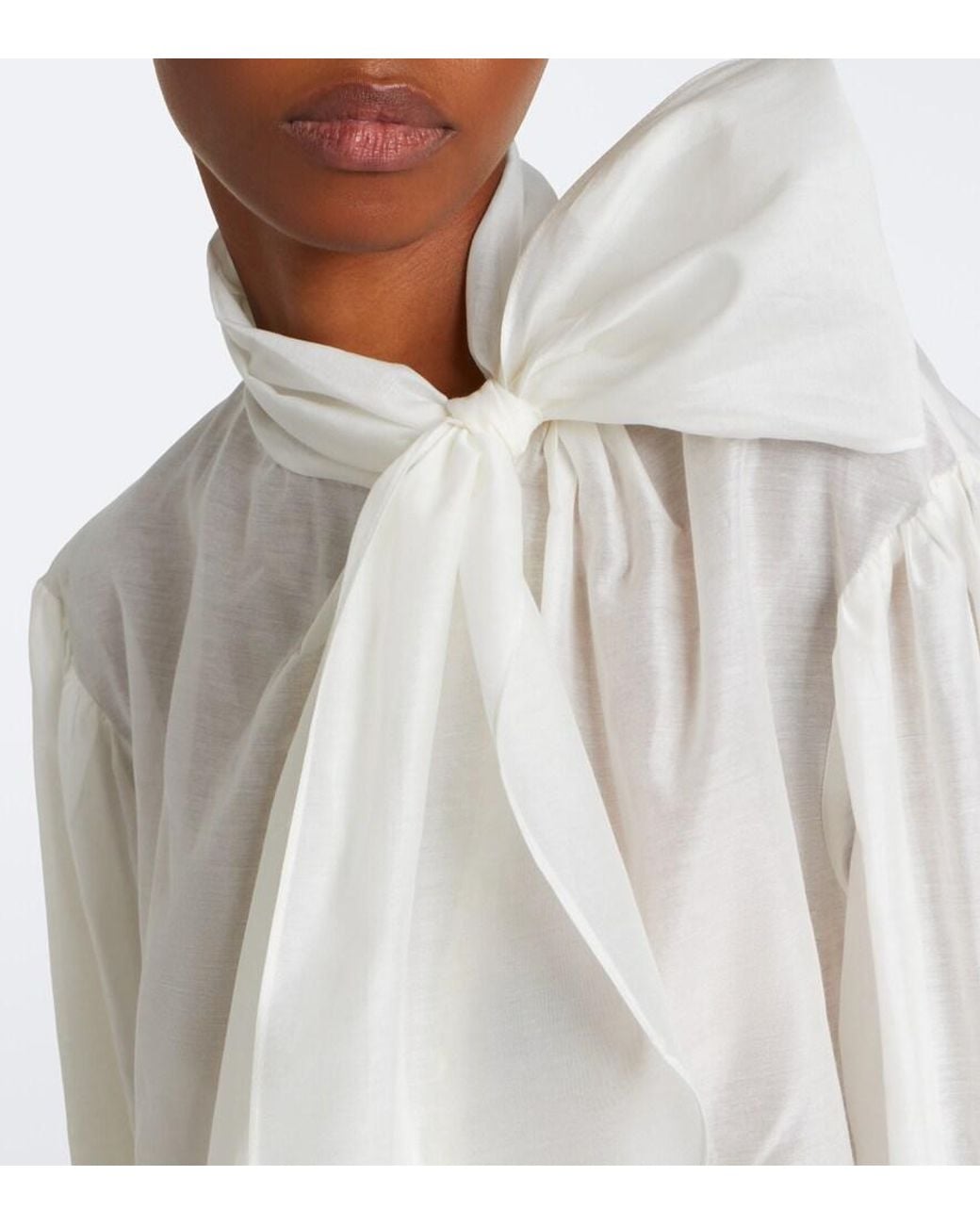 Polo Ralph Lauren White Tie-Detail Cotton And Silk Organdy Blouse