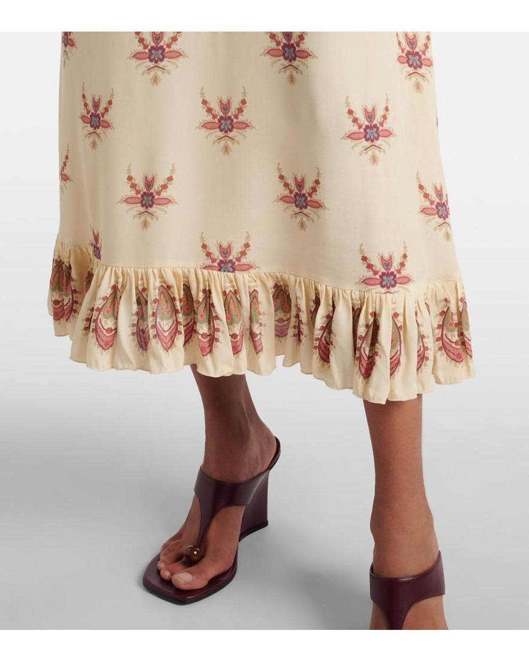 Etro Natural Cutout Printed Midi Dress