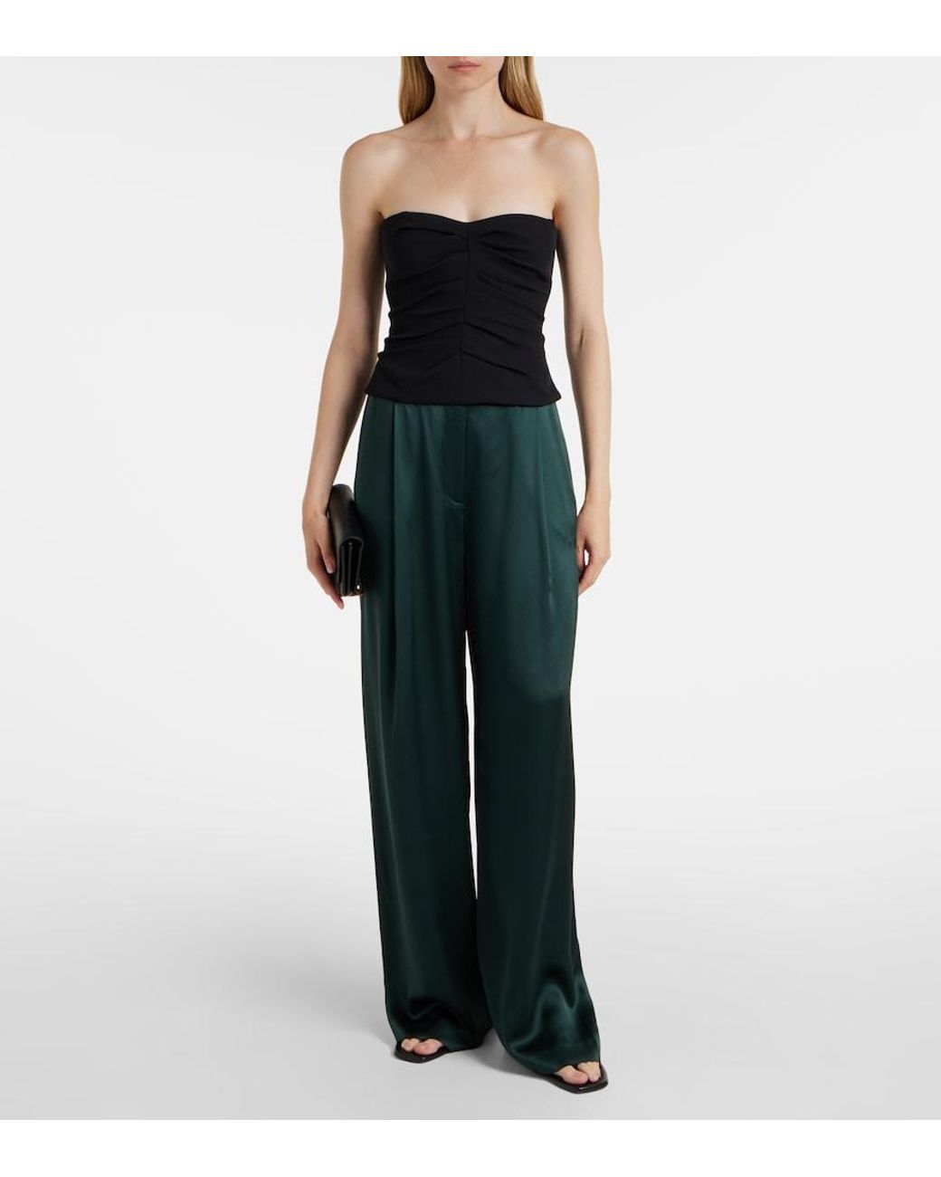 The Sei Black Ruched Crepe Tube Top