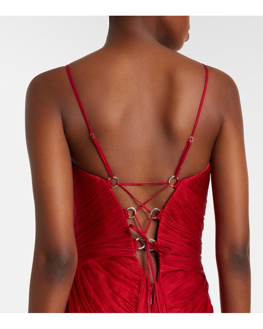 Maria Lucia Hohan Red Rio Draped Silk Muslin Gown