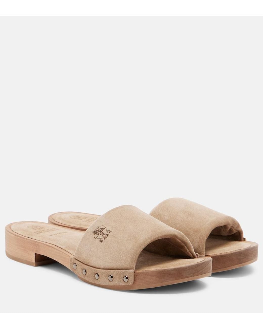 Brunello Cucinelli Natural Suede Clogs