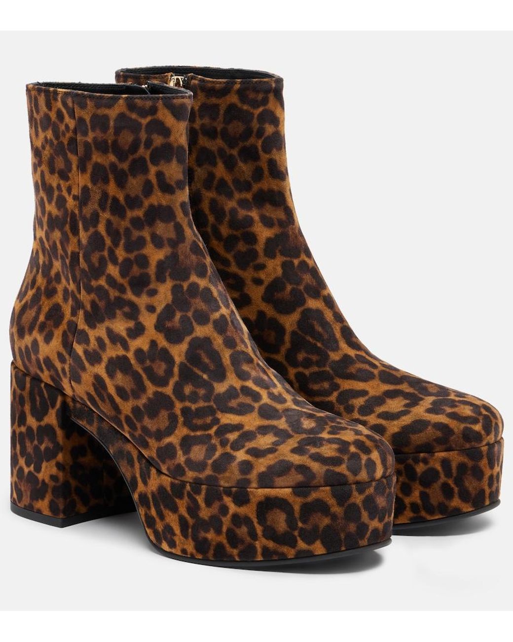 Gianvito Rossi Brown Sally Leopard-Print Suede Ankle Boots