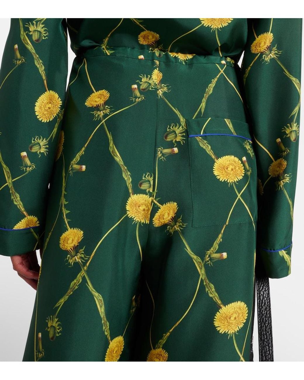 Burberry Green Floral Silk Pajama Pants