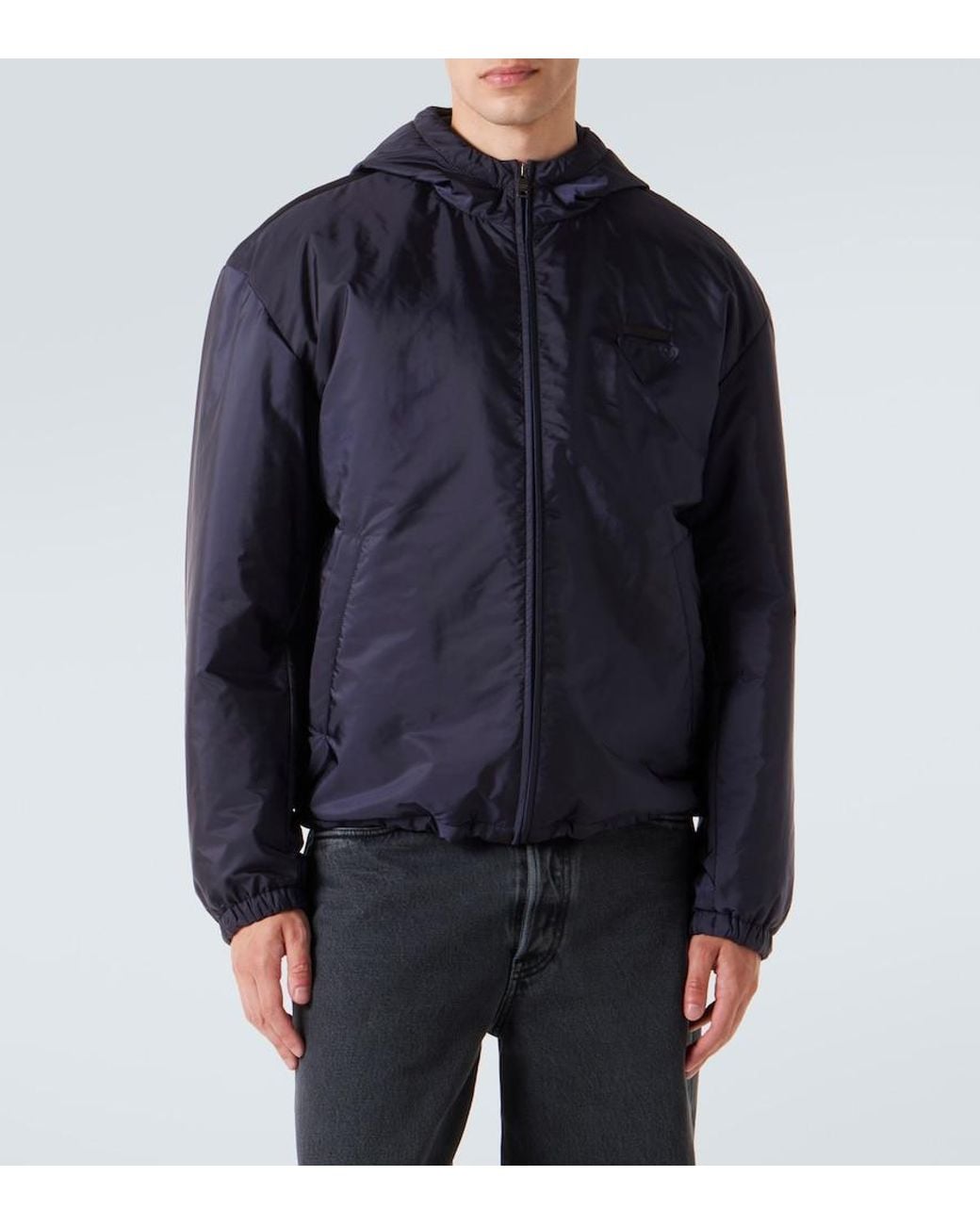 Prada Blue Hooded Re-Nylon Jacket for men