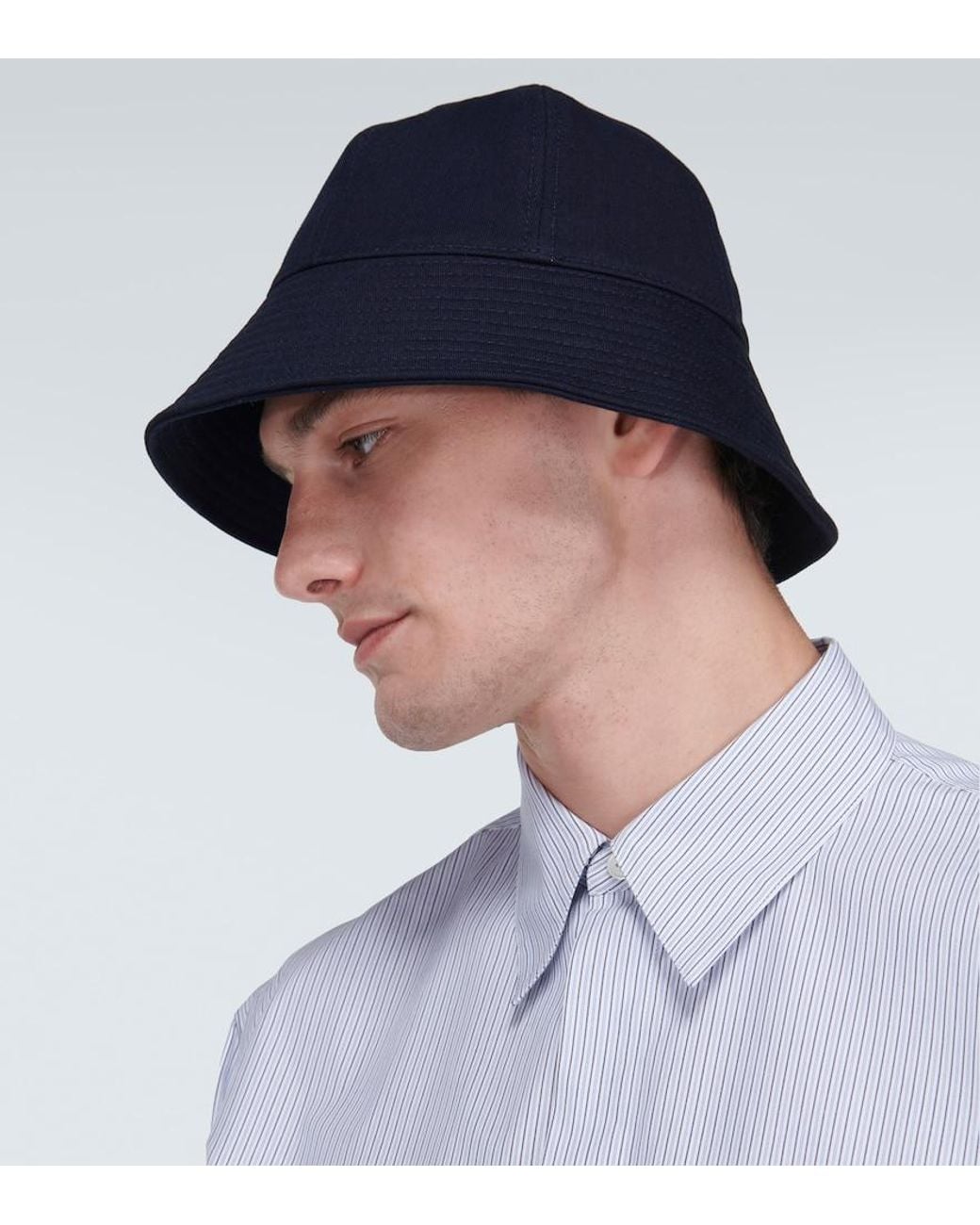 Jil Sander Blue Cotton Bucket Hat for men