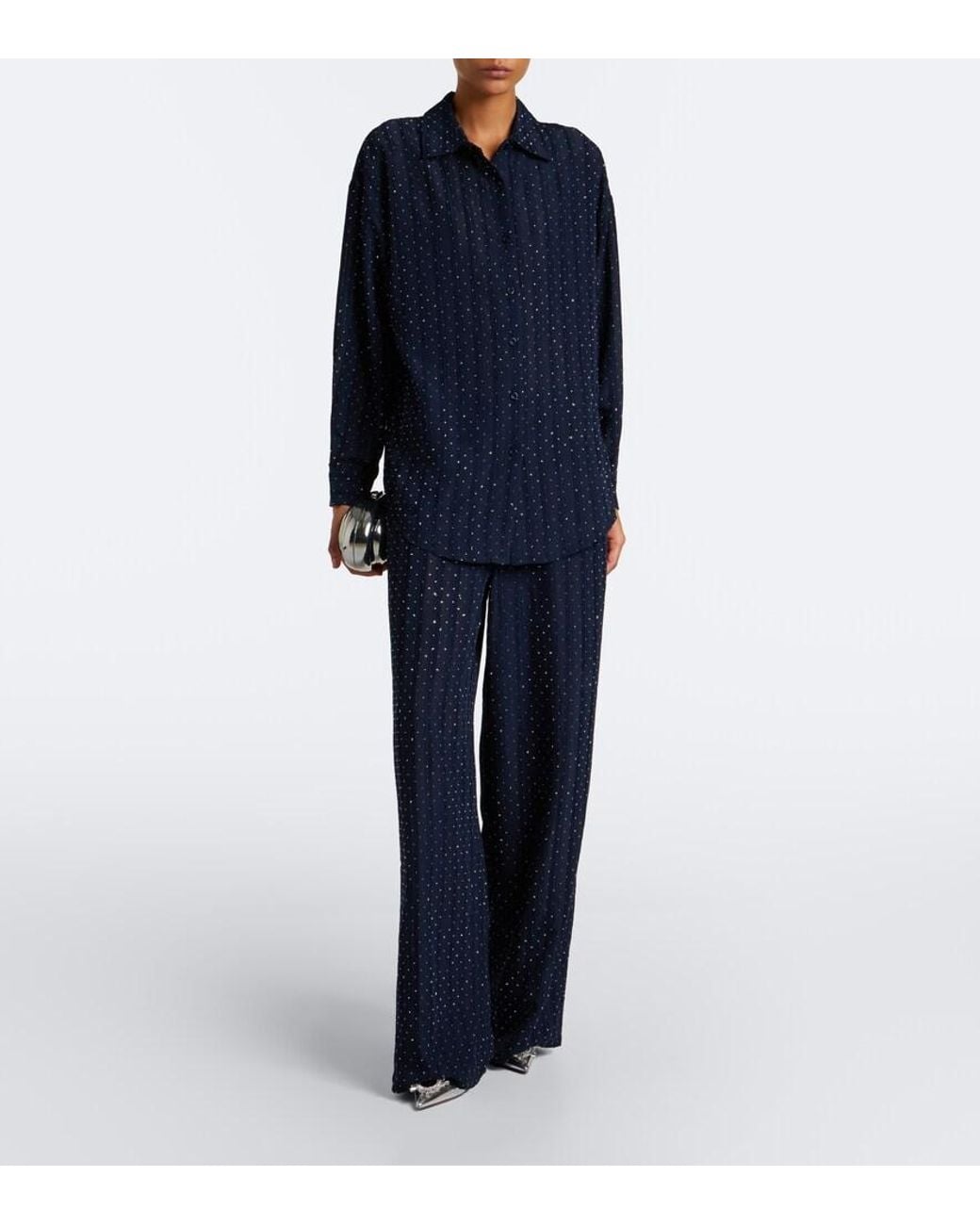 Melissa Odabash Blue Ziggy Embellished Shirt