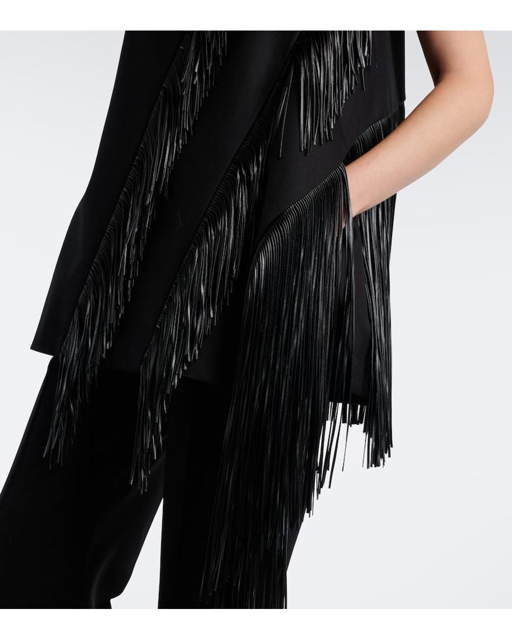 Sportmax Black Fringed Halterneck Cotton Top