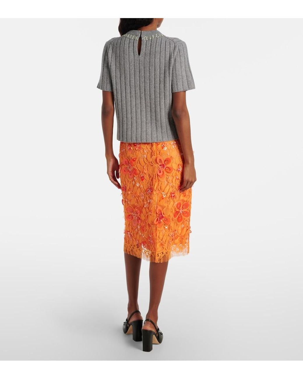 Gucci Gray Embellished Wool And Cashmere Sweater