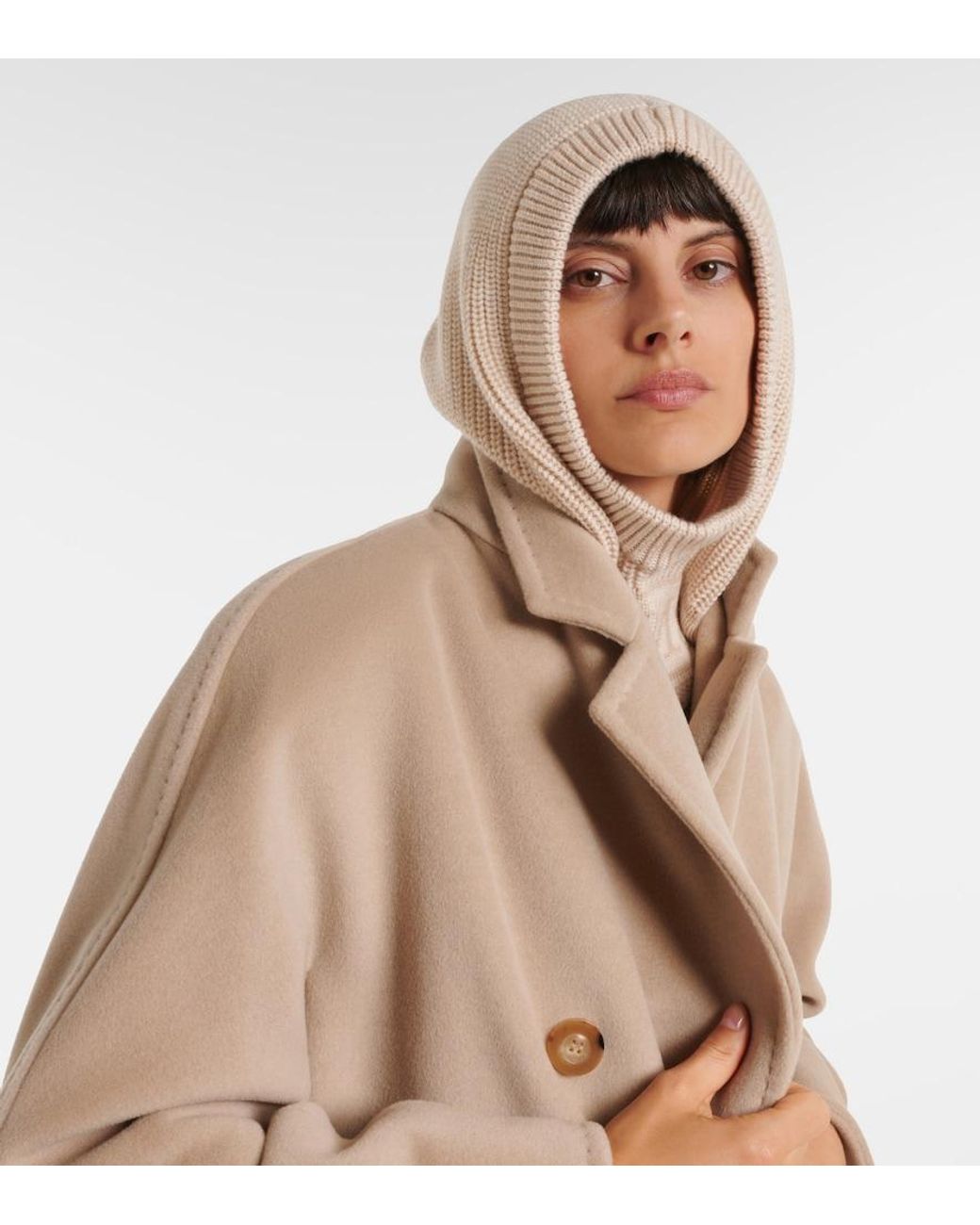 Max Mara Natural Logo Intarsia Wool Balaclava