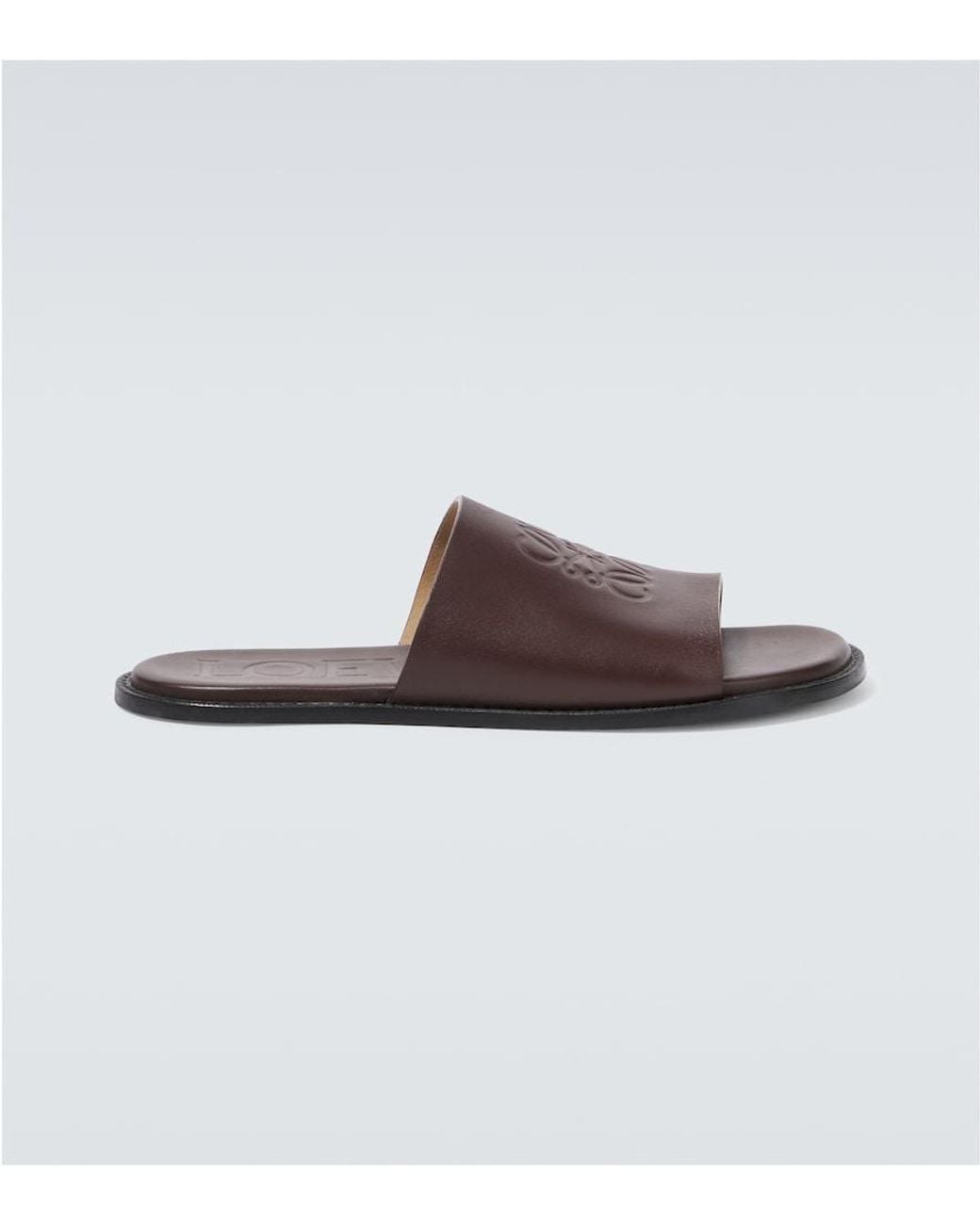 Loewe Brown Paula's Ibiza Flex Anagram Leather Slides for men