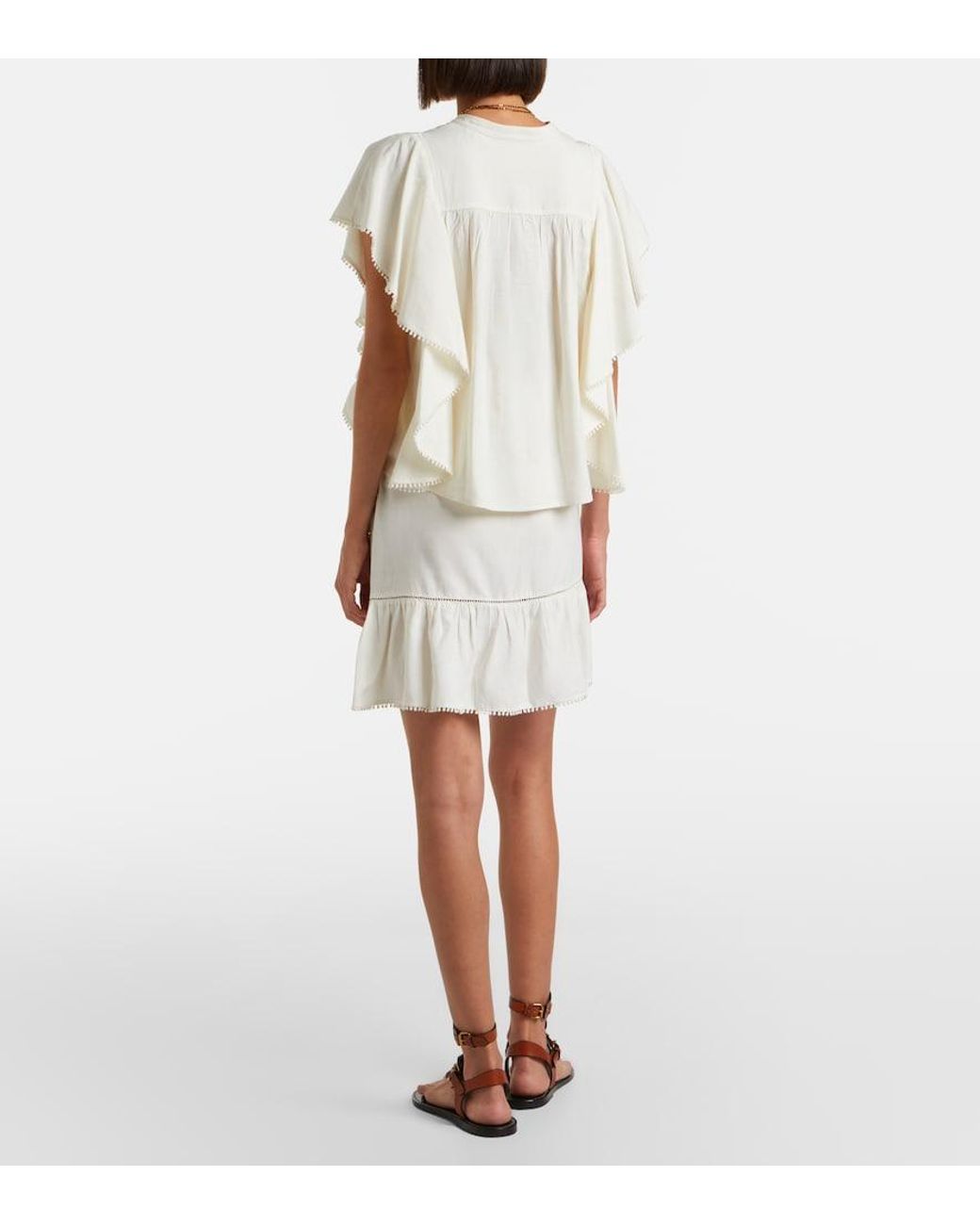 Isabel Marant White Mempster Ruffled Wrap Skirt