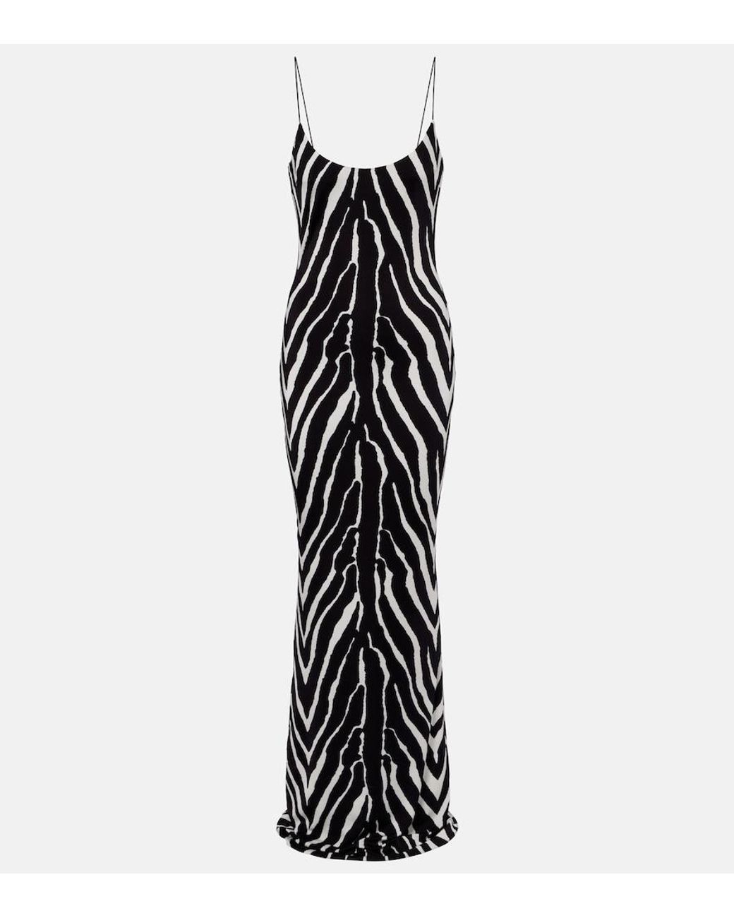 The New Arrivals Ilkyaz Ozel Zebra-Print Jersey Gown in Black | Lyst UK