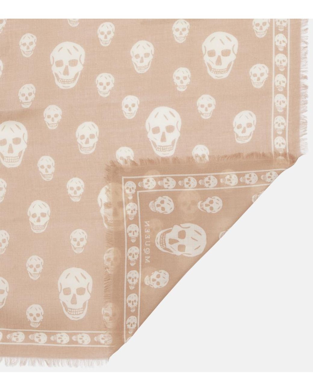 McQueen Natural Skull Silk Scarf