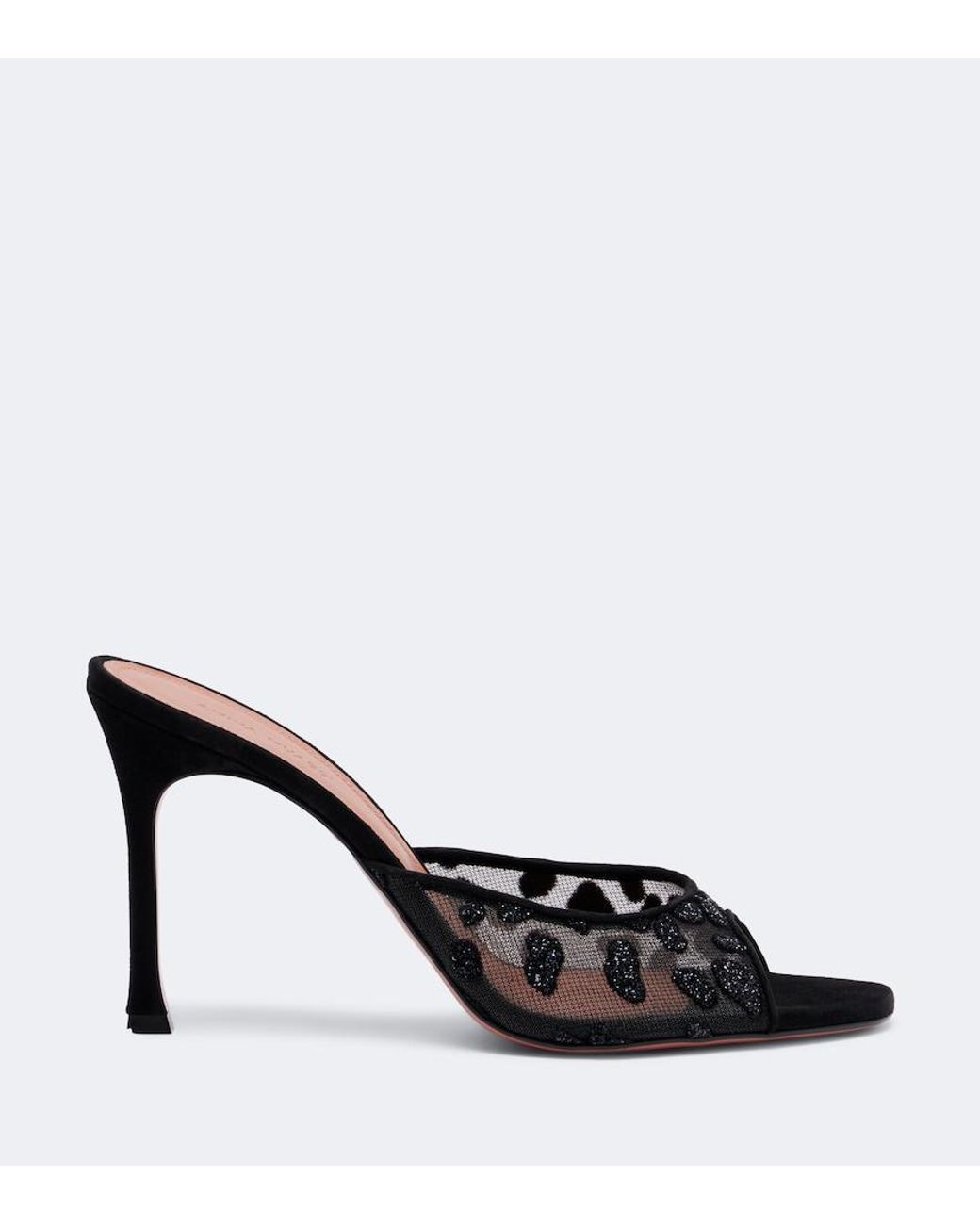 AMINA MUADDI Brown Alexa Embellished Mesh Mules