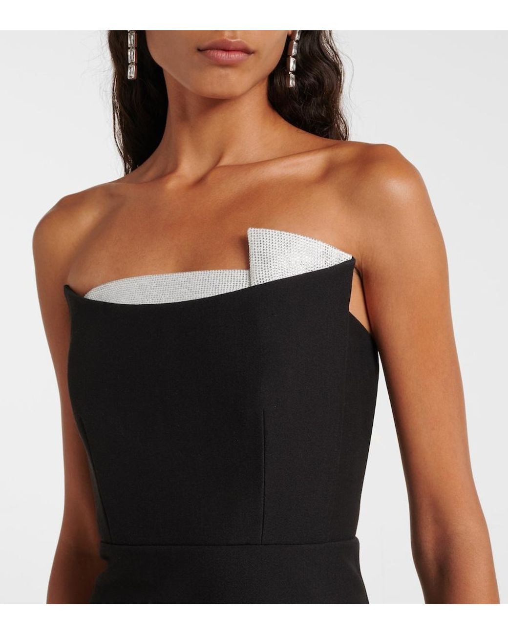 Roland Mouret Black Embellished Bustier Midi Dress