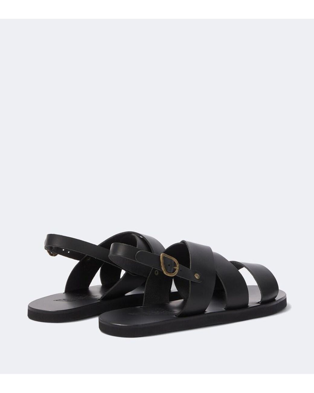 Ancient Greek Sandals Black Miltos Leather Slingback Sandals for men