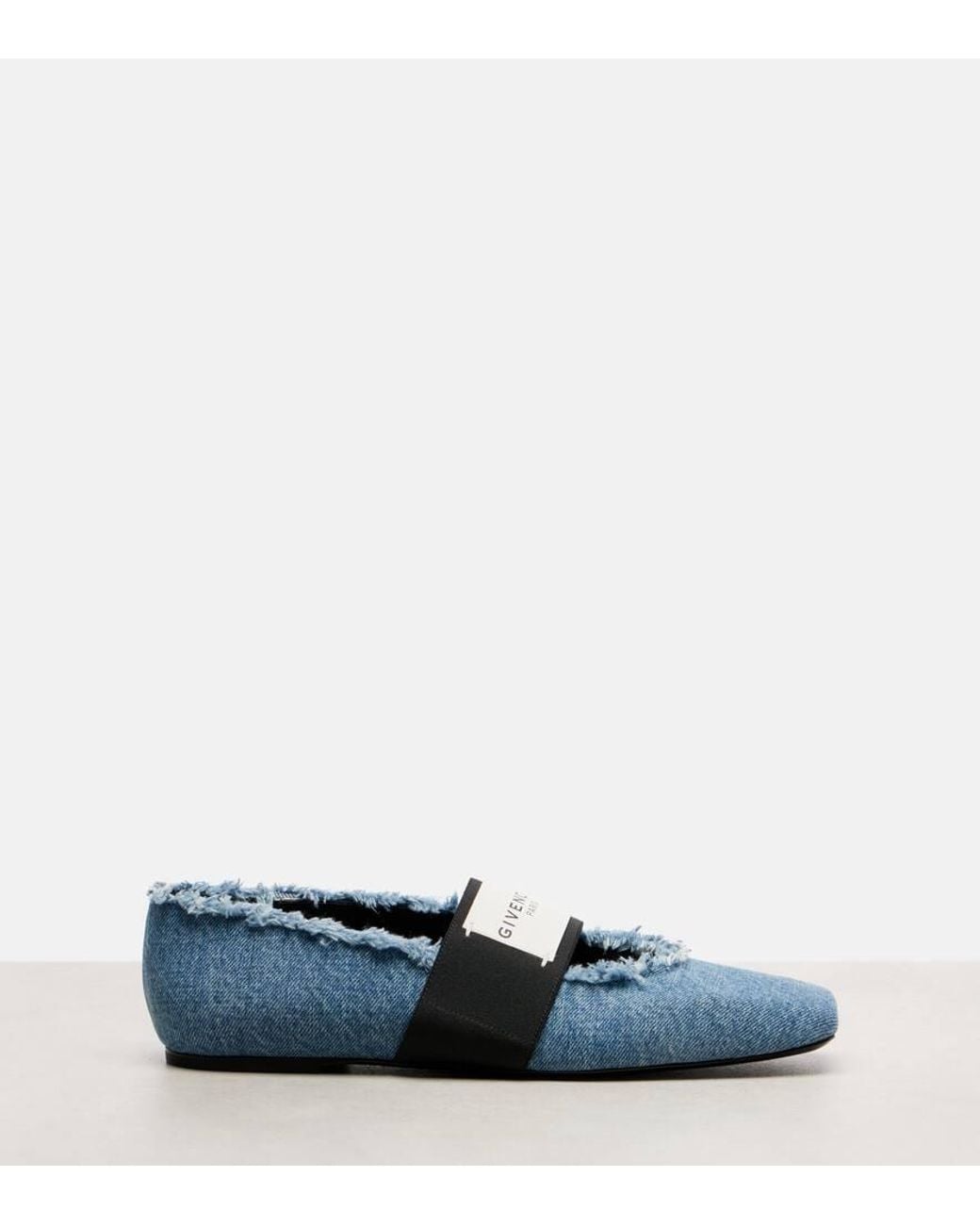 Givenchy Blue Sliced Square Denim Ballet Flats