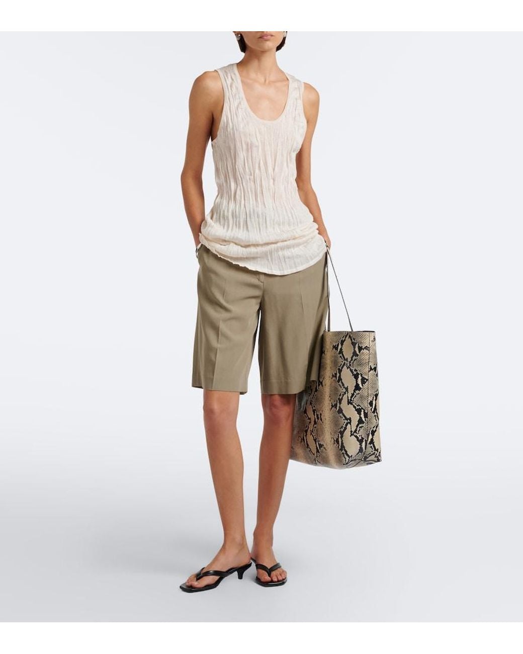 Totême  Metallic Roam Large Snake-Effect Leather Tote Bag