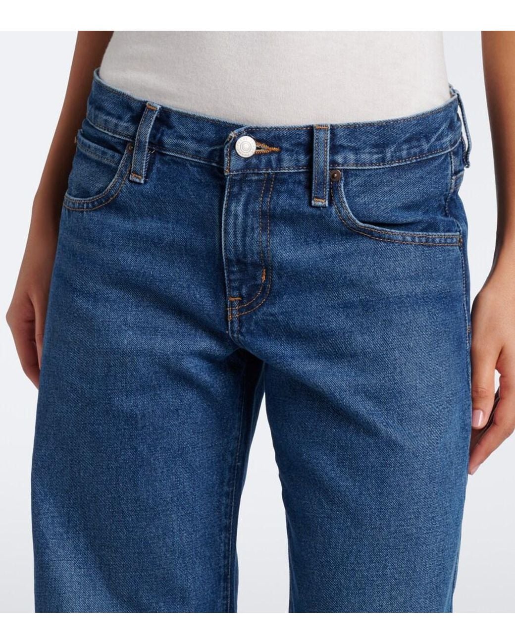 FRAME Blue Low Bow Wide-Leg Jeans