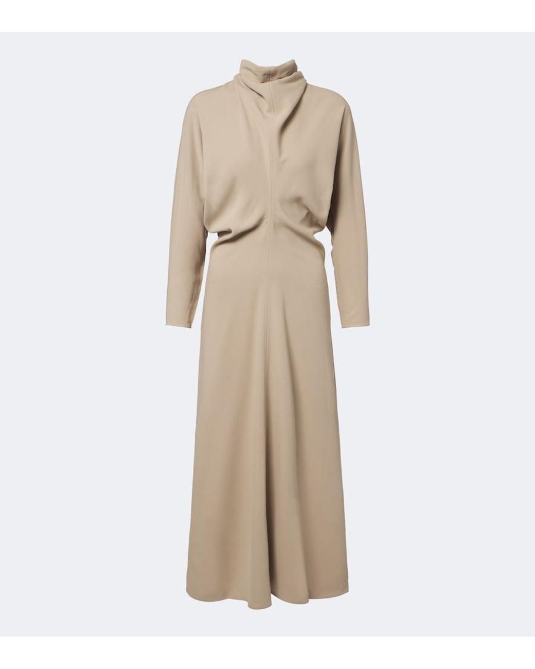 Totême Natural Draped Tie-Neck Cady Midi Dress