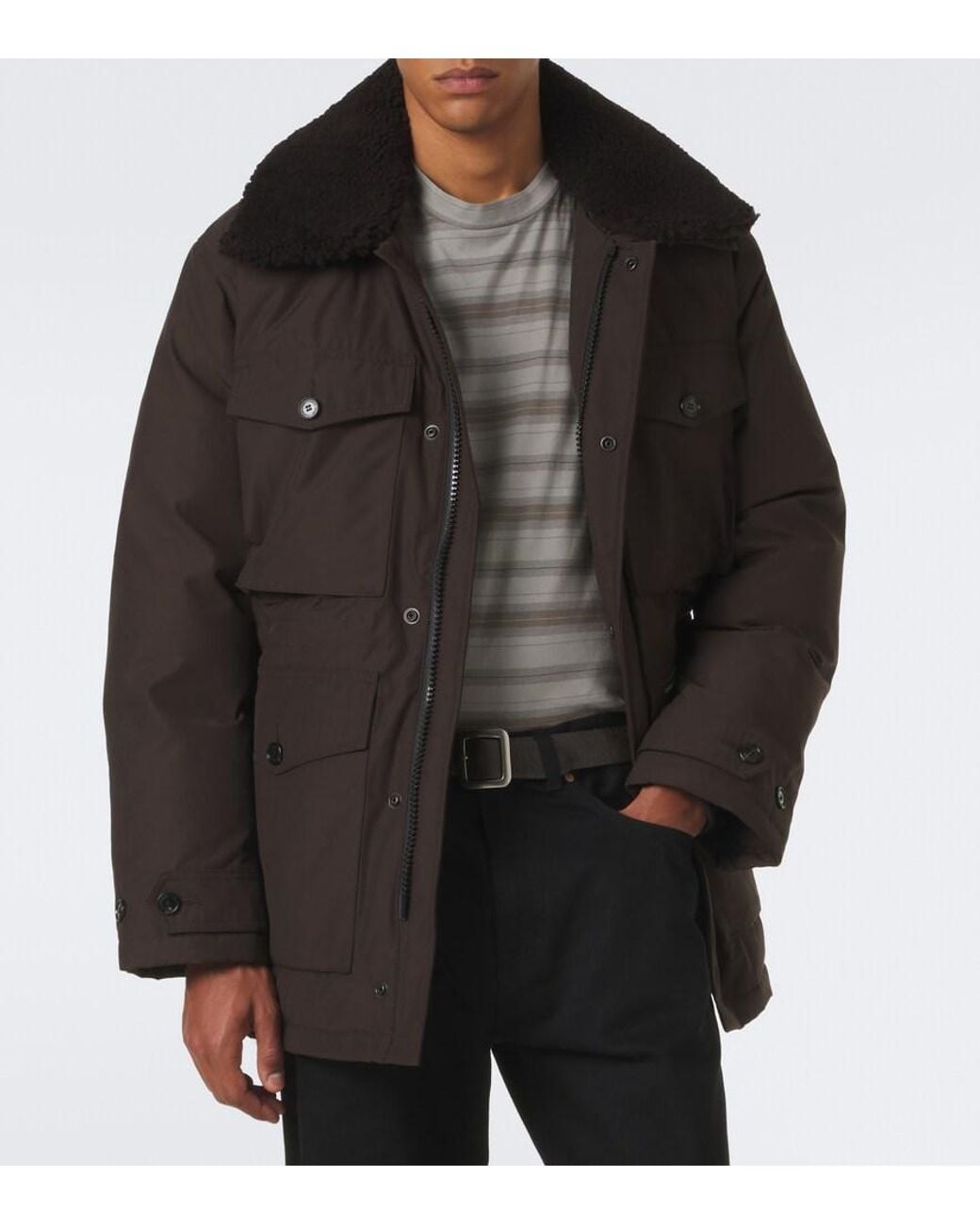 Canada Goose Black Scout Shearling-Trimmed Down Coat for men