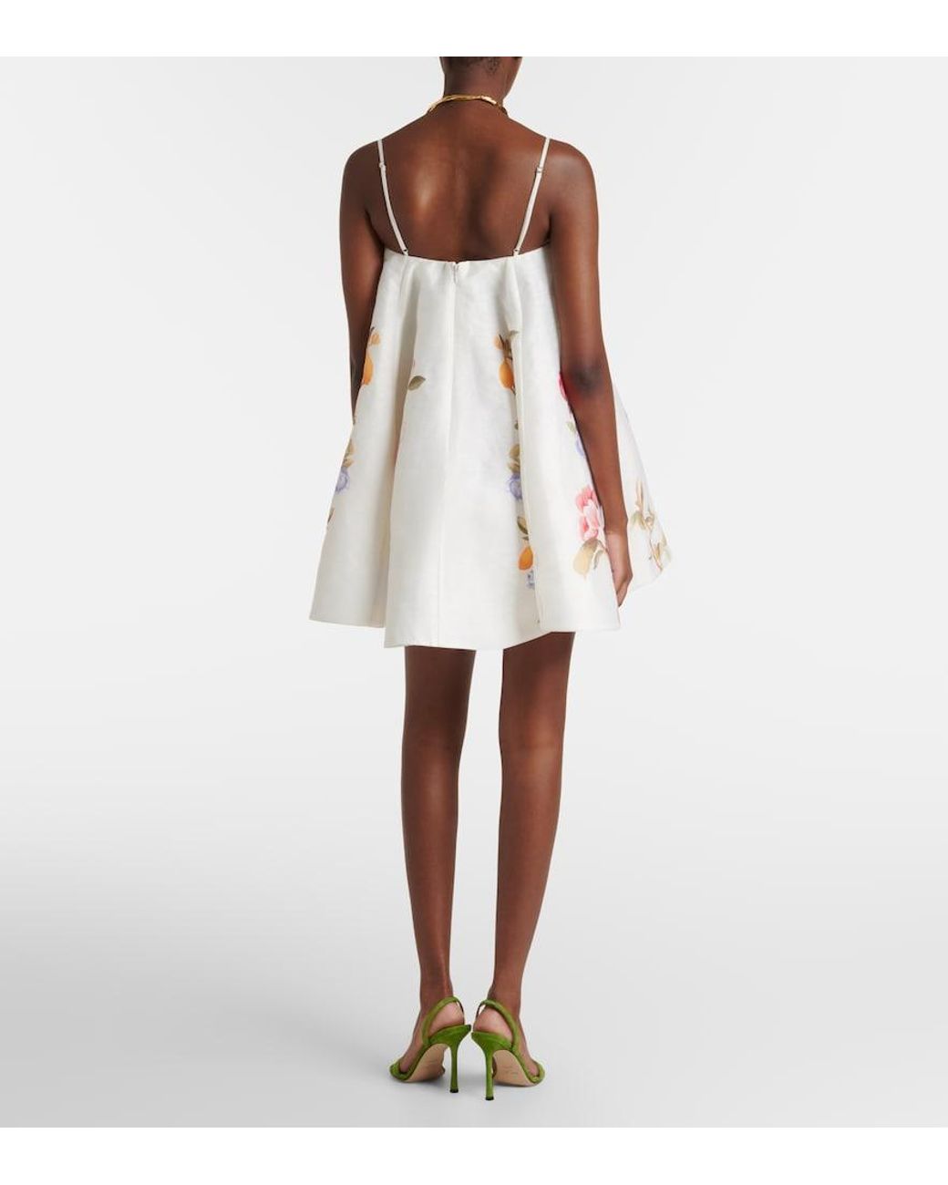 LEO LIN White Caitlin Floral Linen-Blend Minidress